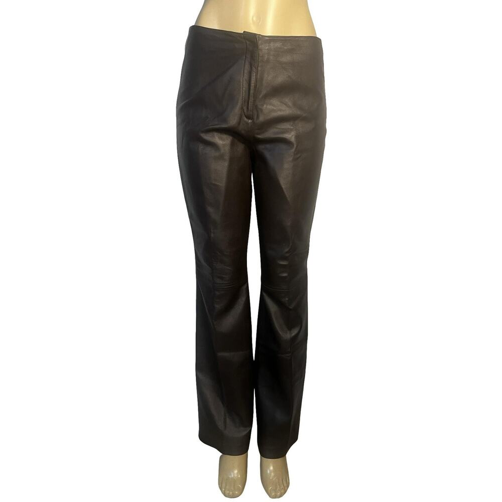 Worthington Pants Womens 8 Leather Dark Brown Straight Leg Lined